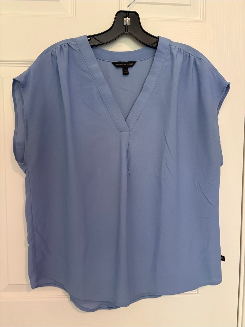 Banana Republic Soft Blue V-Neck Cap Sleeve Blouse